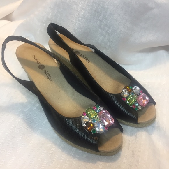 lindsay phillips Shoes - Lindsey Phillips Black Wedge gems